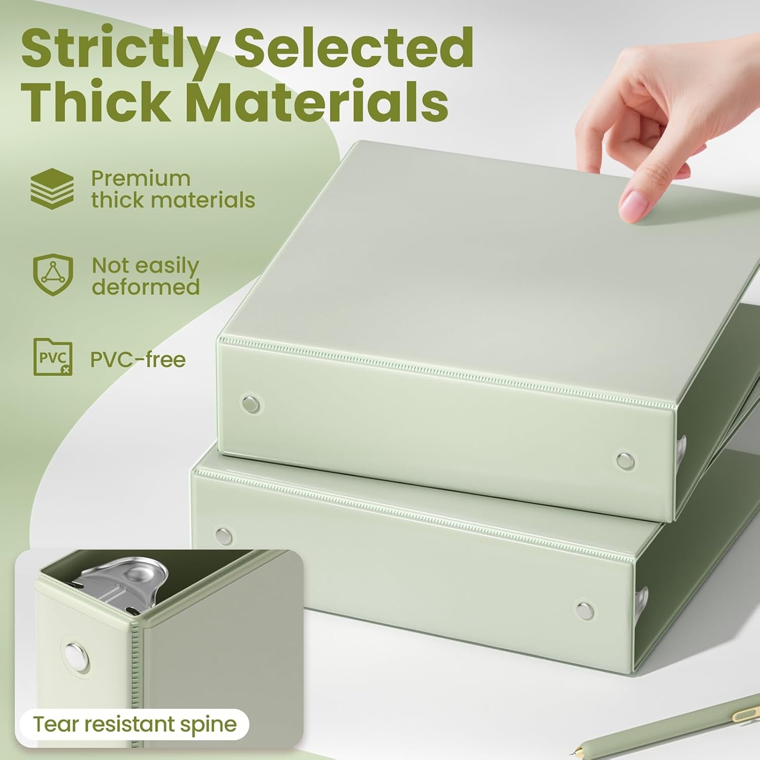 image:imageSUNEE 3 Ring Binder 15 Inch 1 Pack Clear View Binder Three Ring PVCFree Fit 85x11 Inches for School or Office Supplies Cobalt BlueSage Green