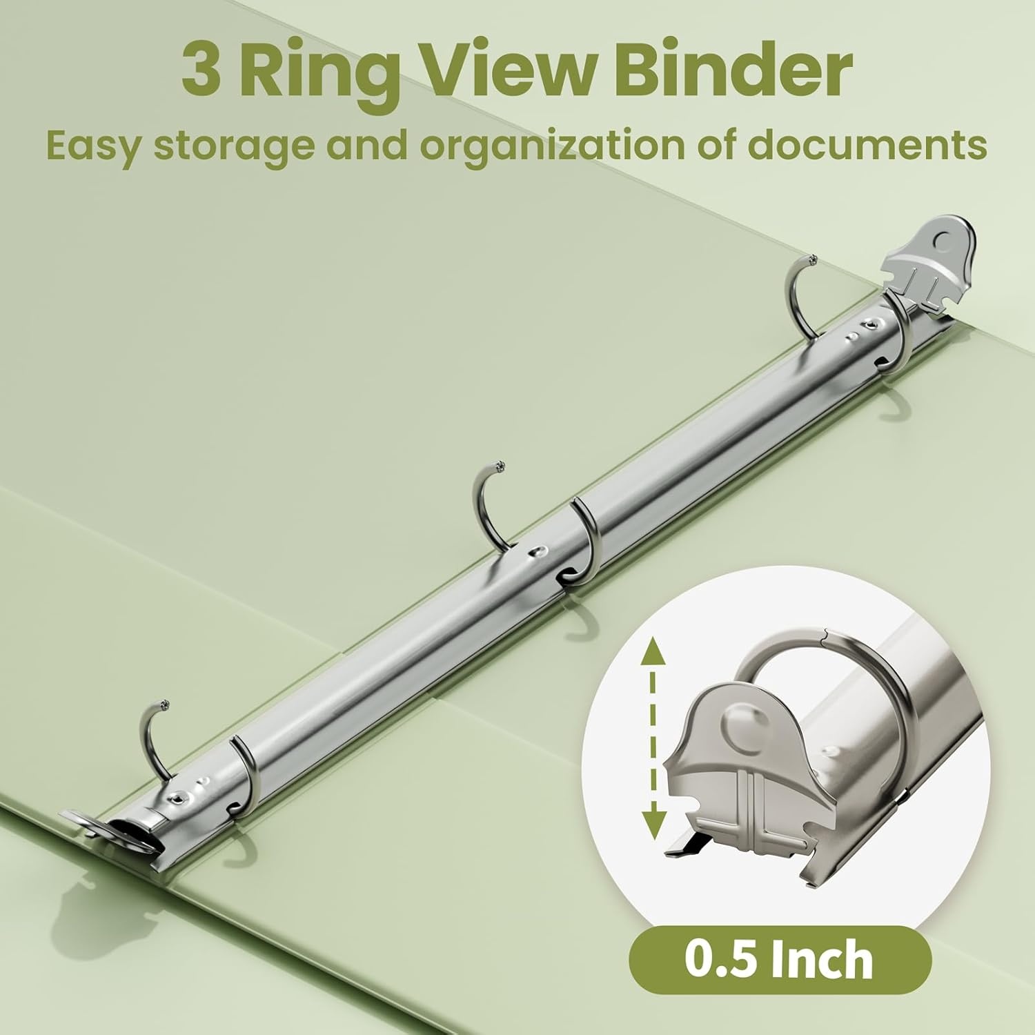 image:imageSUNEE 3 Ring Binder 15 Inch 1 Pack Clear View Binder Three Ring PVCFree Fit 85x11 Inches for School or Office Supplies Cobalt BlueSage Green