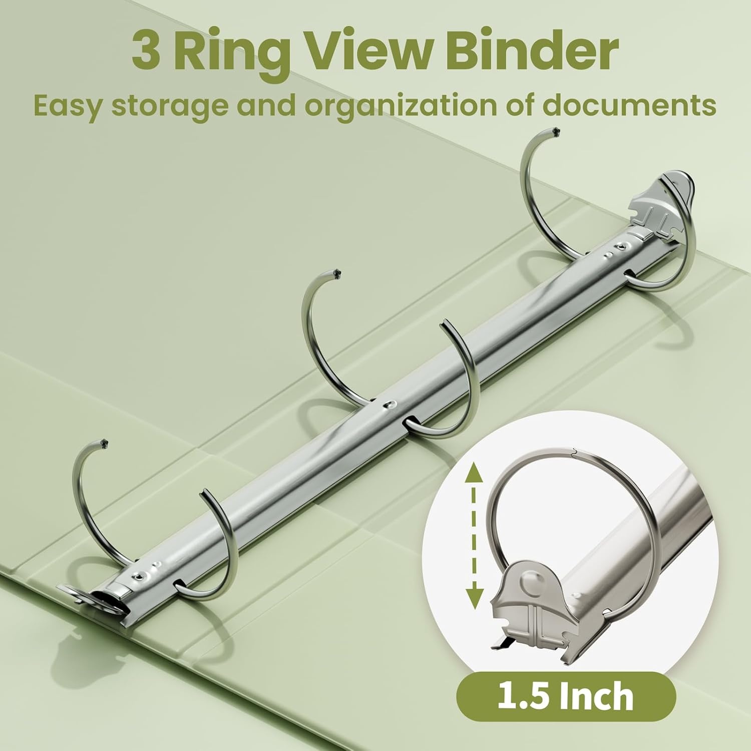 image:imageSUNEE 3 Ring Binder 15 Inch 1 Pack Clear View Binder Three Ring PVCFree Fit 85x11 Inches for School or Office Supplies Cobalt BlueSage Green