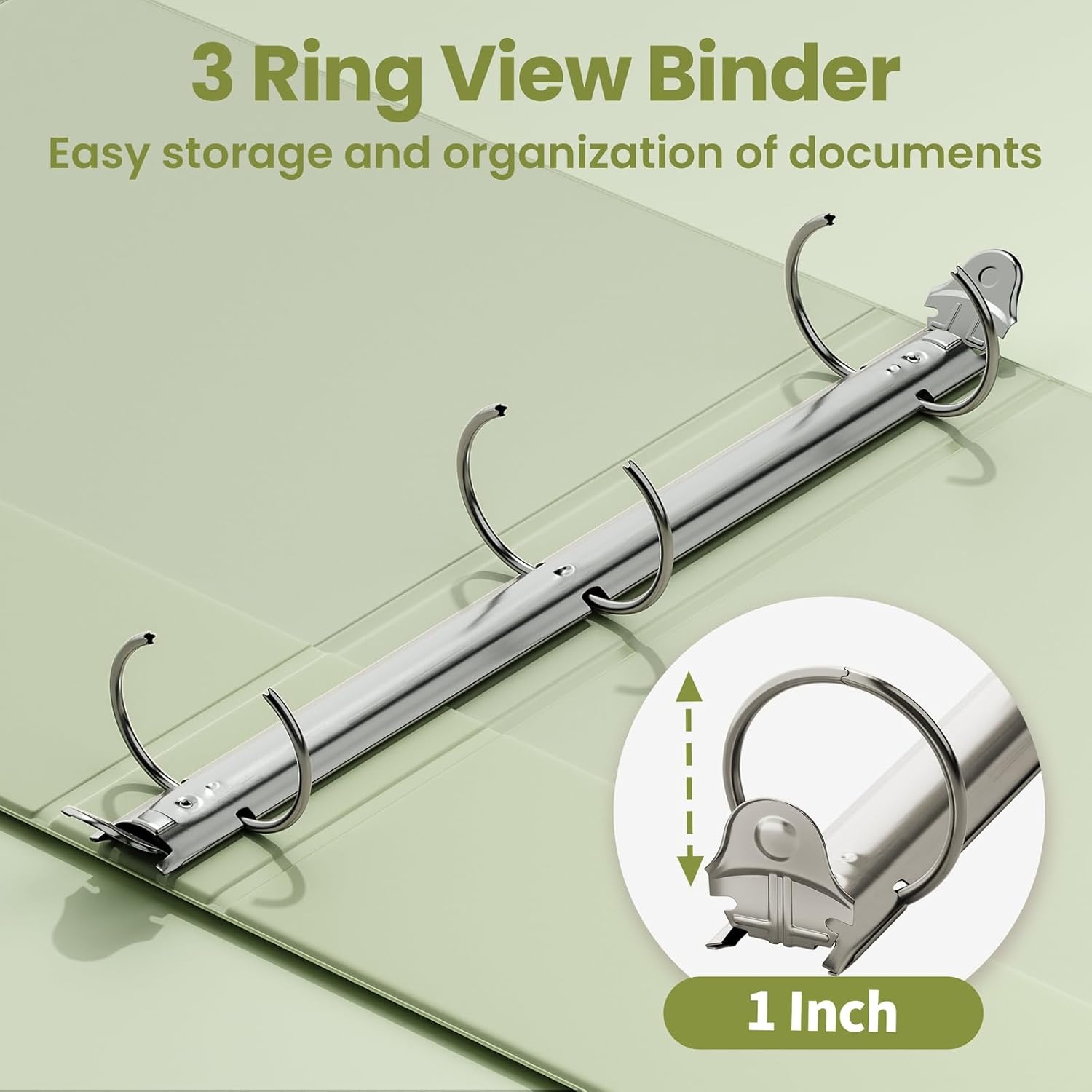 image:imageSUNEE 3 Ring Binder 15 Inch 1 Pack Clear View Binder Three Ring PVCFree Fit 85x11 Inches for School or Office Supplies Cobalt BlueSage Green