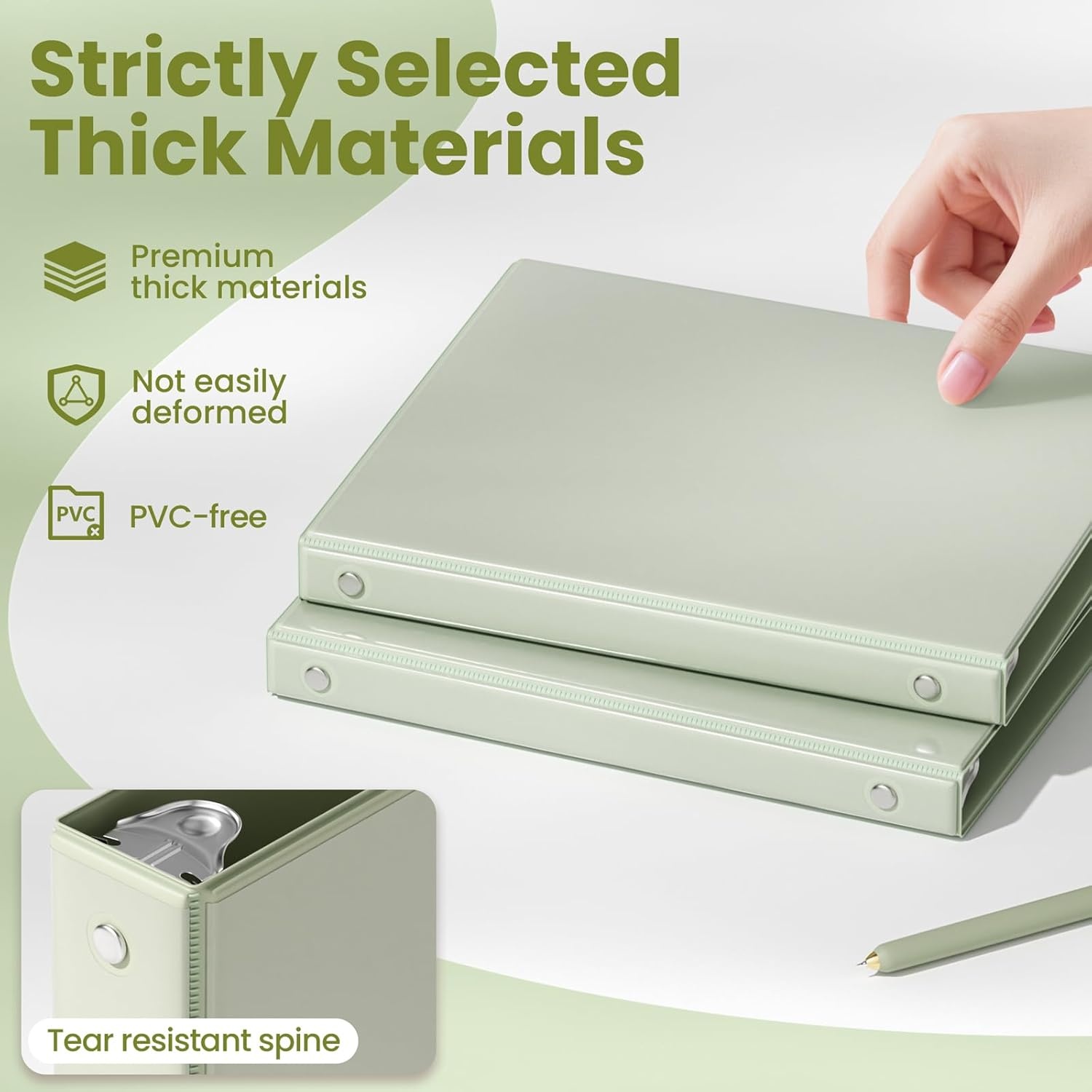 image:imageSUNEE 3 Ring Binder 15 Inch 1 Pack Clear View Binder Three Ring PVCFree Fit 85x11 Inches for School or Office Supplies Cobalt BlueSage Green