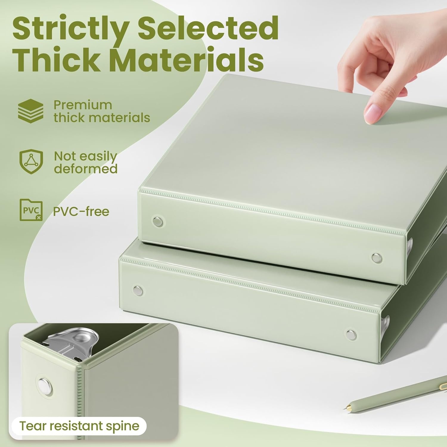 image:imageSUNEE 3 Ring Binder 15 Inch 1 Pack Clear View Binder Three Ring PVCFree Fit 85x11 Inches for School or Office Supplies Cobalt BlueSage Green