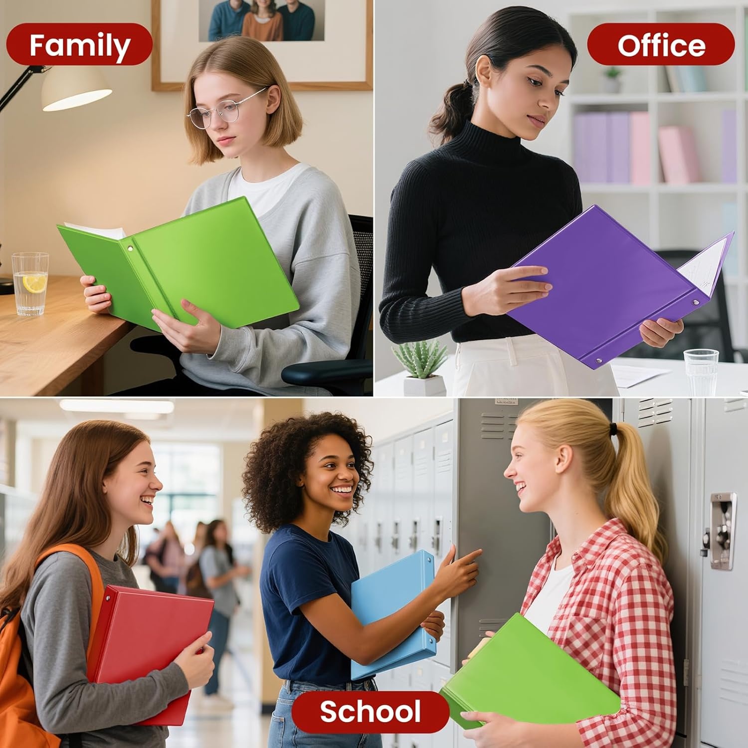image:imageSUNEE 3 Ring Binder 15 Inch 1 Pack Clear View Binder Three Ring PVCFree Fit 85x11 Inches for School or Office Supplies Cobalt BlueTender Green