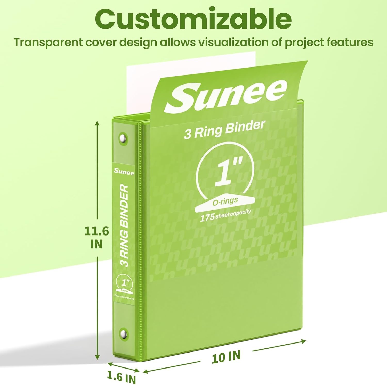 image:imageSUNEE 3 Ring Binder 15 Inch 1 Pack Clear View Binder Three Ring PVCFree Fit 85x11 Inches for School or Office Supplies Cobalt BlueTender Green