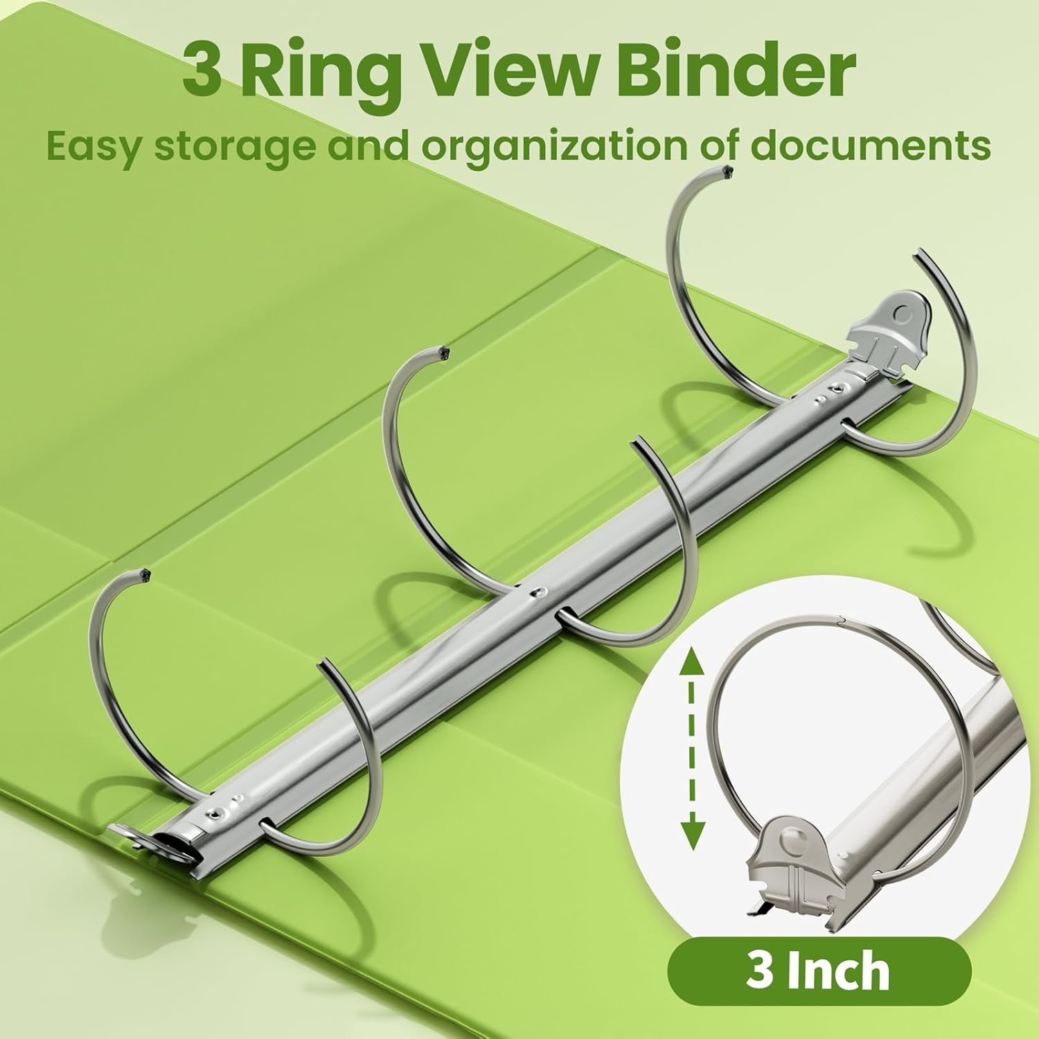 image:imageSUNEE 3 Ring Binder 15 Inch 1 Pack Clear View Binder Three Ring PVCFree Fit 85x11 Inches for School or Office Supplies Cobalt BlueTender Green