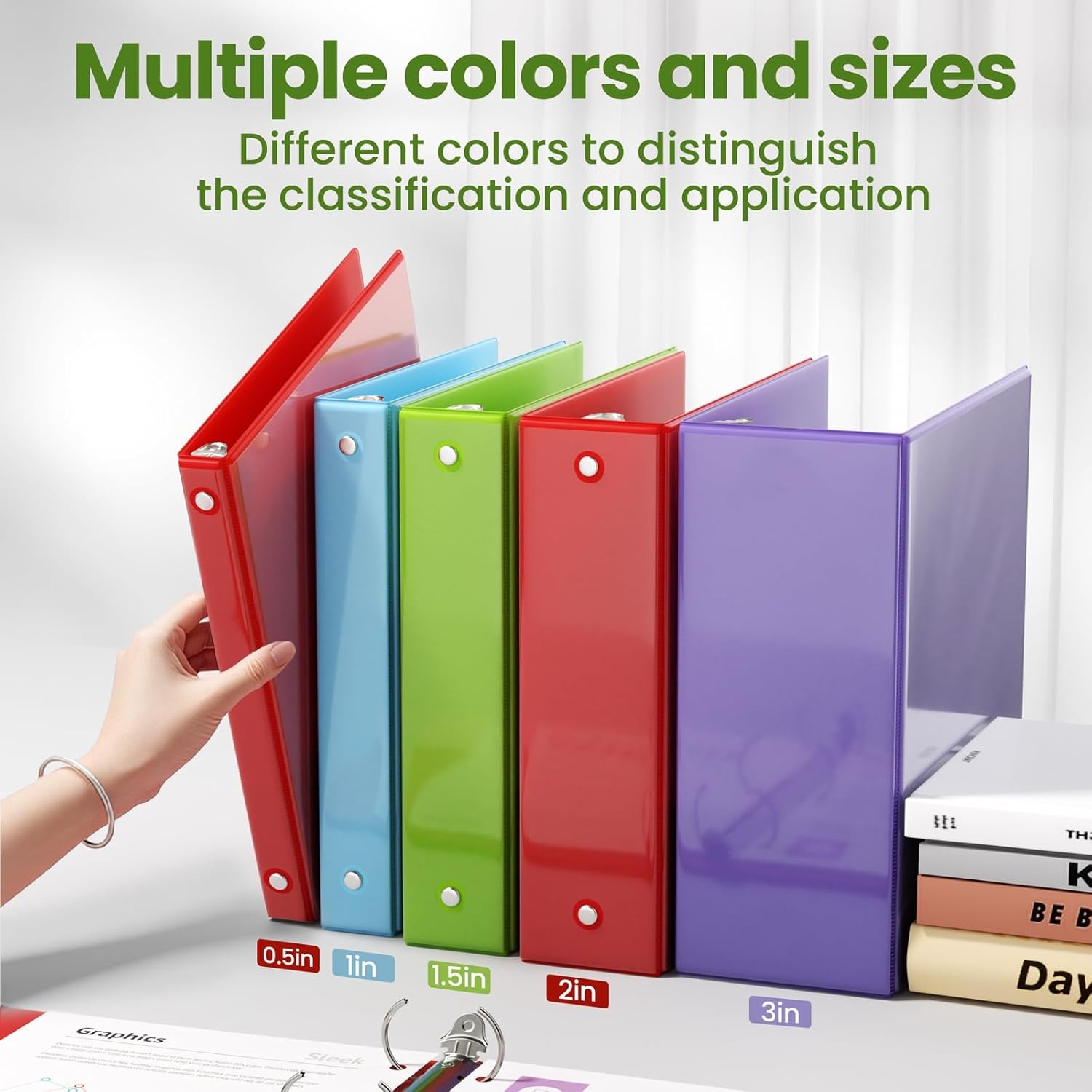image:imageSUNEE 3 Ring Binder 15 Inch 1 Pack Clear View Binder Three Ring PVCFree Fit 85x11 Inches for School or Office Supplies Cobalt BlueTender Green