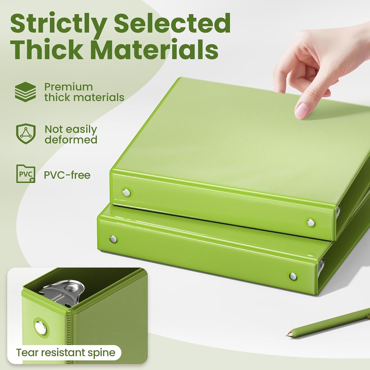 image:imageSUNEE 3 Ring Binder 15 Inch 1 Pack Clear View Binder Three Ring PVCFree Fit 85x11 Inches for School or Office Supplies Cobalt BlueTender Green