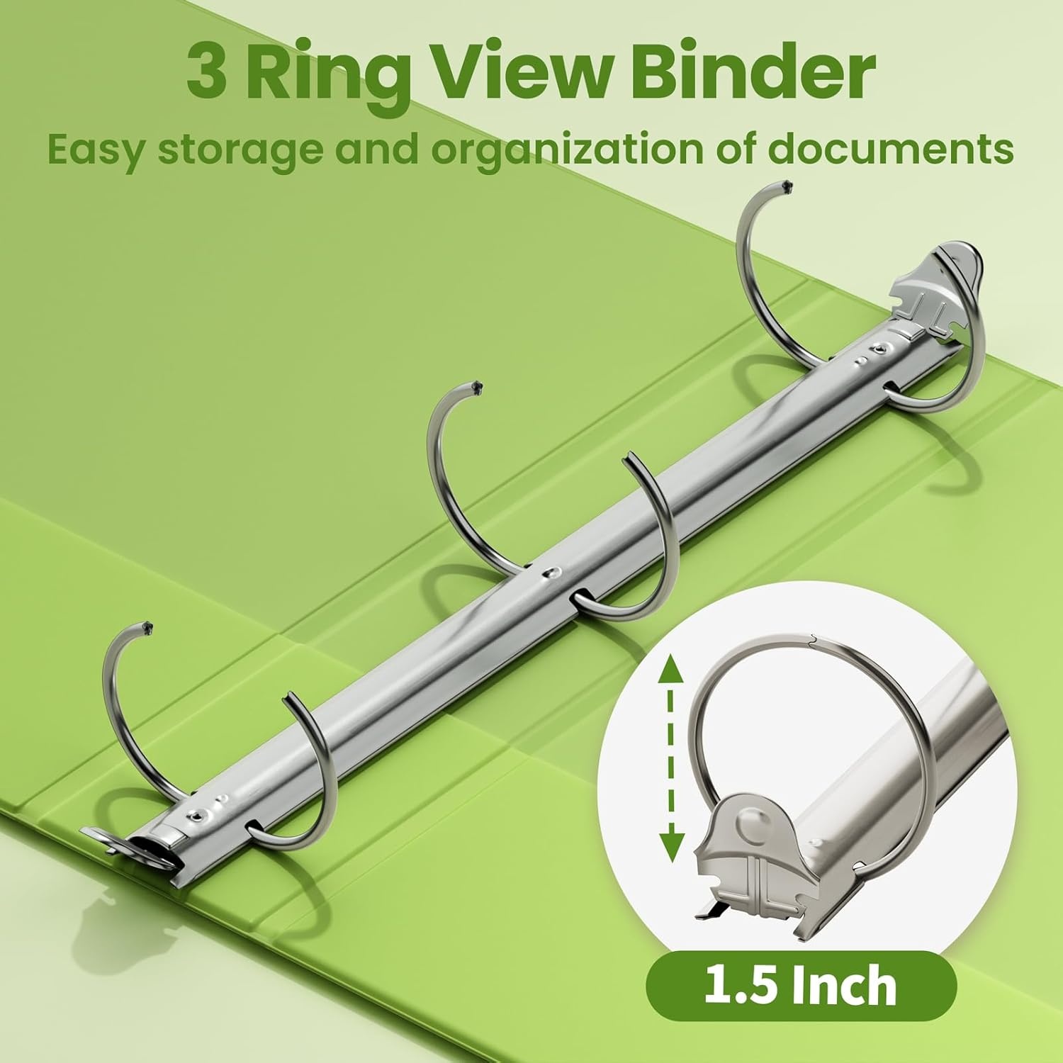 image:imageSUNEE 3 Ring Binder 15 Inch 1 Pack Clear View Binder Three Ring PVCFree Fit 85x11 Inches for School or Office Supplies Cobalt BlueTender Green