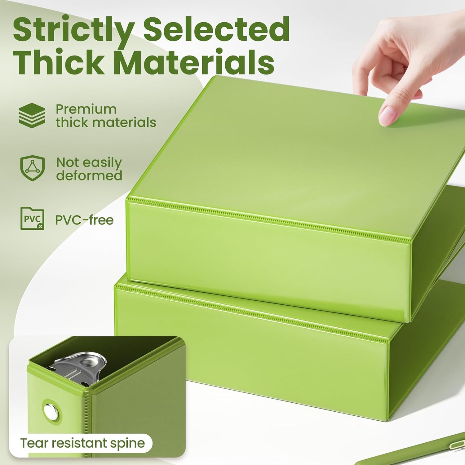 image:imageSUNEE 3 Ring Binder 15 Inch 1 Pack Clear View Binder Three Ring PVCFree Fit 85x11 Inches for School or Office Supplies Cobalt BlueTender Green