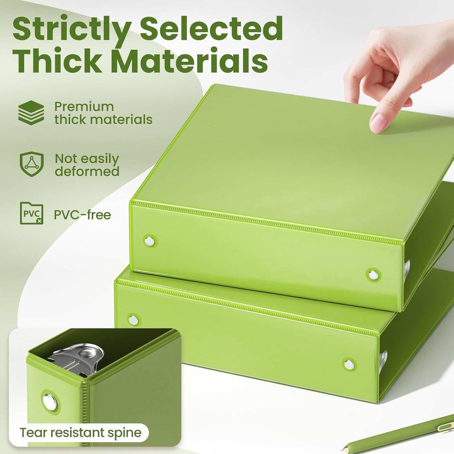 image:imageSUNEE 3 Ring Binder 15 Inch 1 Pack Clear View Binder Three Ring PVCFree Fit 85x11 Inches for School or Office Supplies Cobalt BlueTender Green