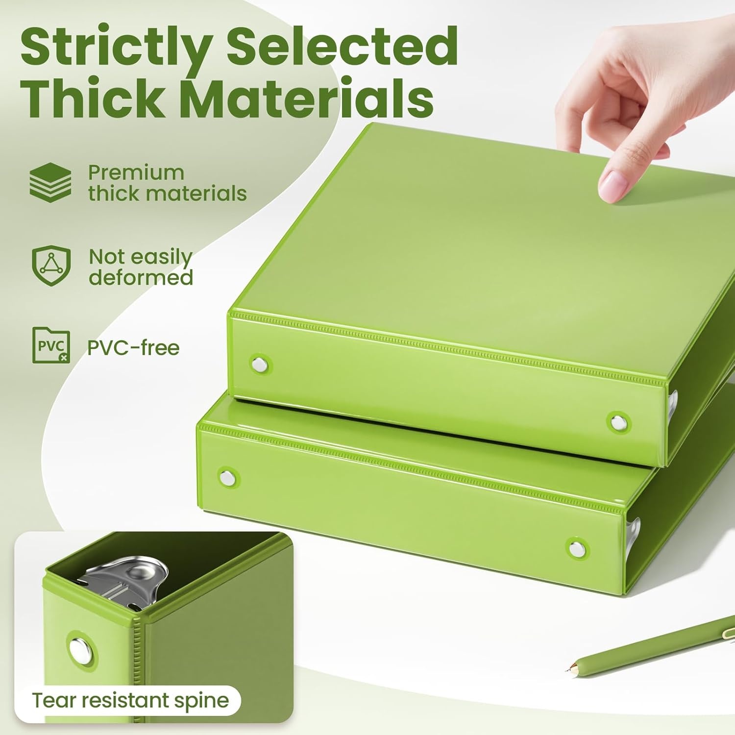 image:imageSUNEE 3 Ring Binder 15 Inch 1 Pack Clear View Binder Three Ring PVCFree Fit 85x11 Inches for School or Office Supplies Cobalt BlueTender Green