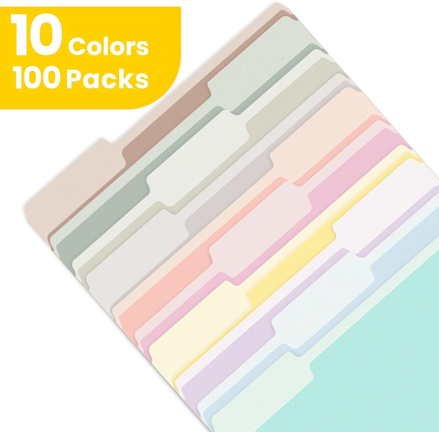 image:imageSUNEE File Folders 100 Pack Manilla Folders 85 x 11 10 Colors Folder Office Organization Home School Folders for Documents Files Paper10 Bright Colors