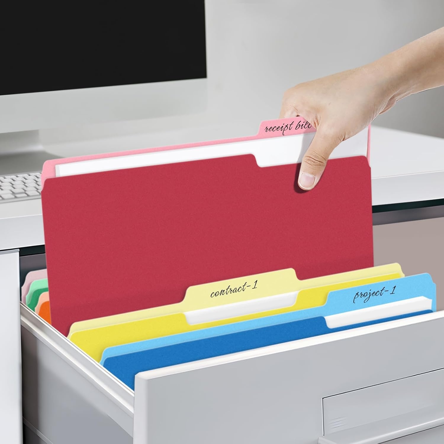 image:imageSUNEE File Folders 100 Pack Manilla Folders 85 x 11 10 Colors Folder Office Organization Home School Folders for Documents Files Paper10 Classic Colors