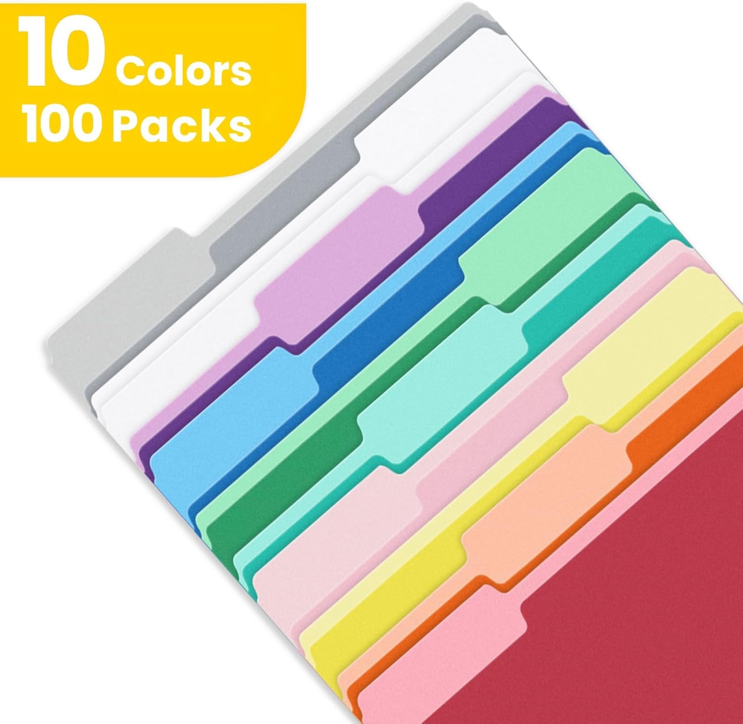 image:imageSUNEE File Folders 100 Pack Manilla Folders 85 x 11 10 Colors Folder Office Organization Home School Folders for Documents Files Paper10 Classic Colors