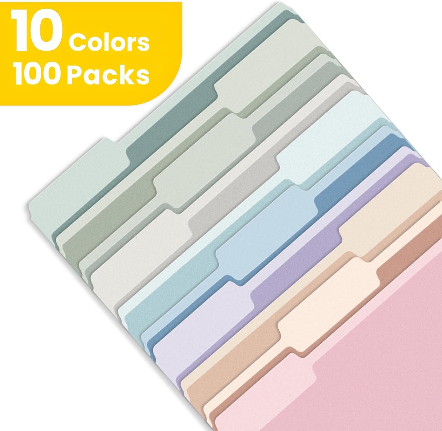 image:imageSUNEE File Folders 100 Pack Manilla Folders 85 x 11 10 Colors Folder Office Organization Home School Folders for Documents Files Paper10 Pastel Colors