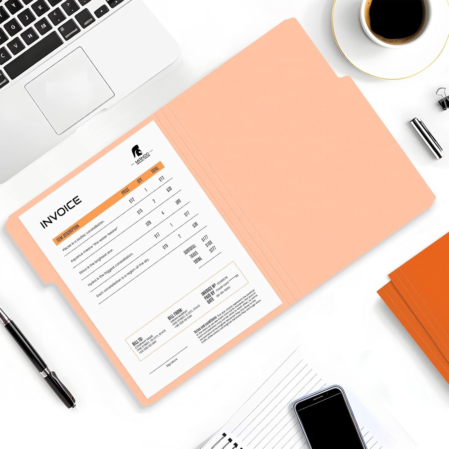 image:imageSUNEE File Folders 120 Pack Manilla Folders 85 x 11 Colored File Folders Home Office School Supplies for Documents Files Paper PinkOrange