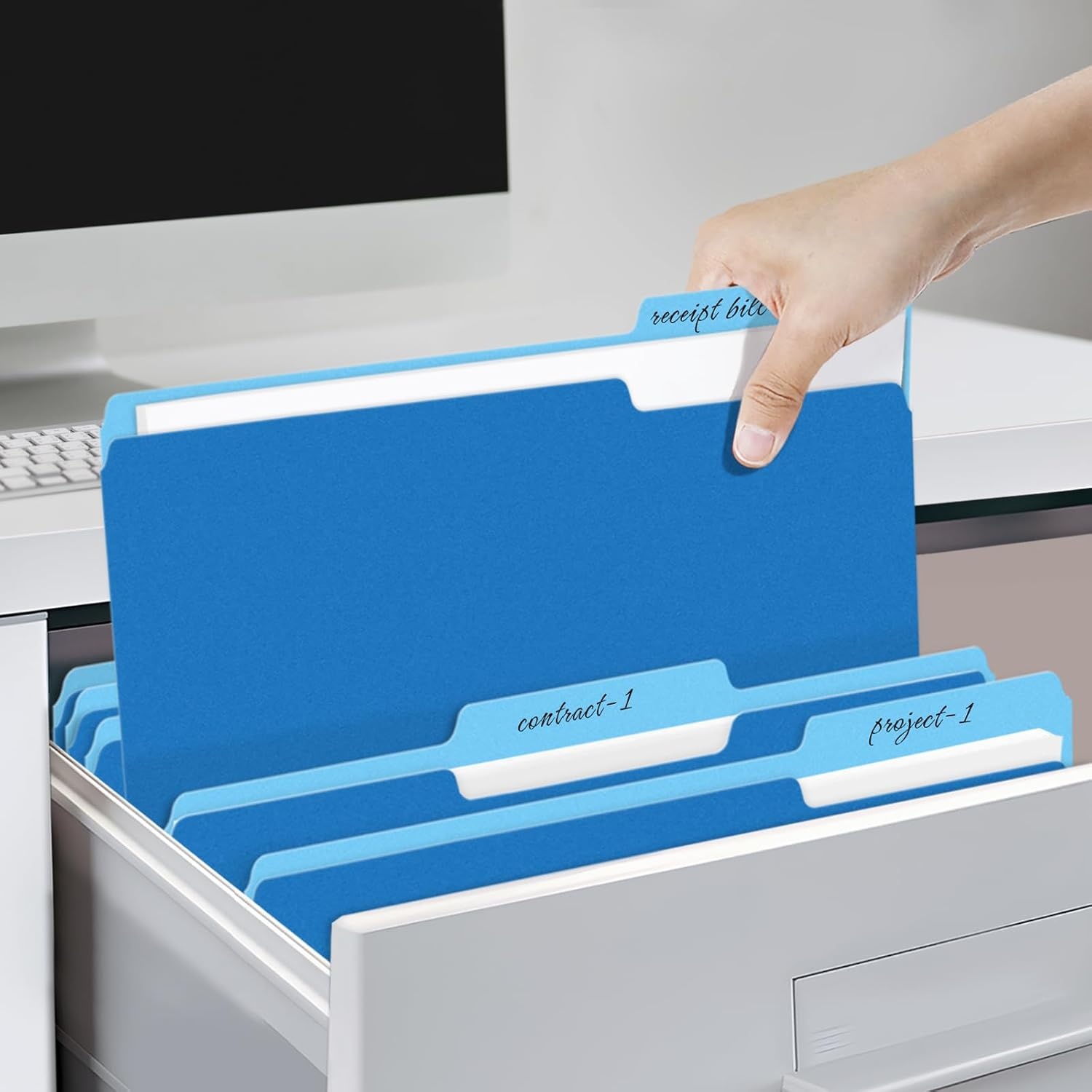 image:imageSUNEE File Folders 150 Pack Manilla Folders 85 x 11 Colored File Folders Home Office School Supplies for Documents Files Paper OrangeBlue