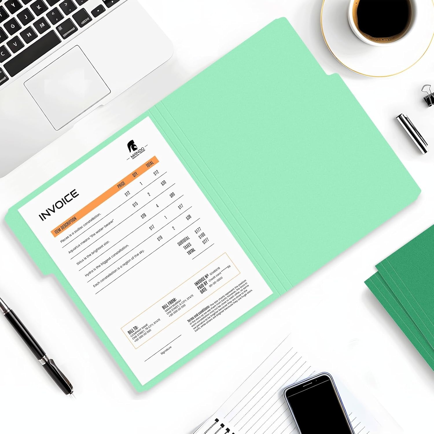 image:imageSUNEE File Folders 150 Pack Manilla Folders 85 x 11 Colored File Folders Home Office School Supplies for Documents Files Paper OrangeGreen