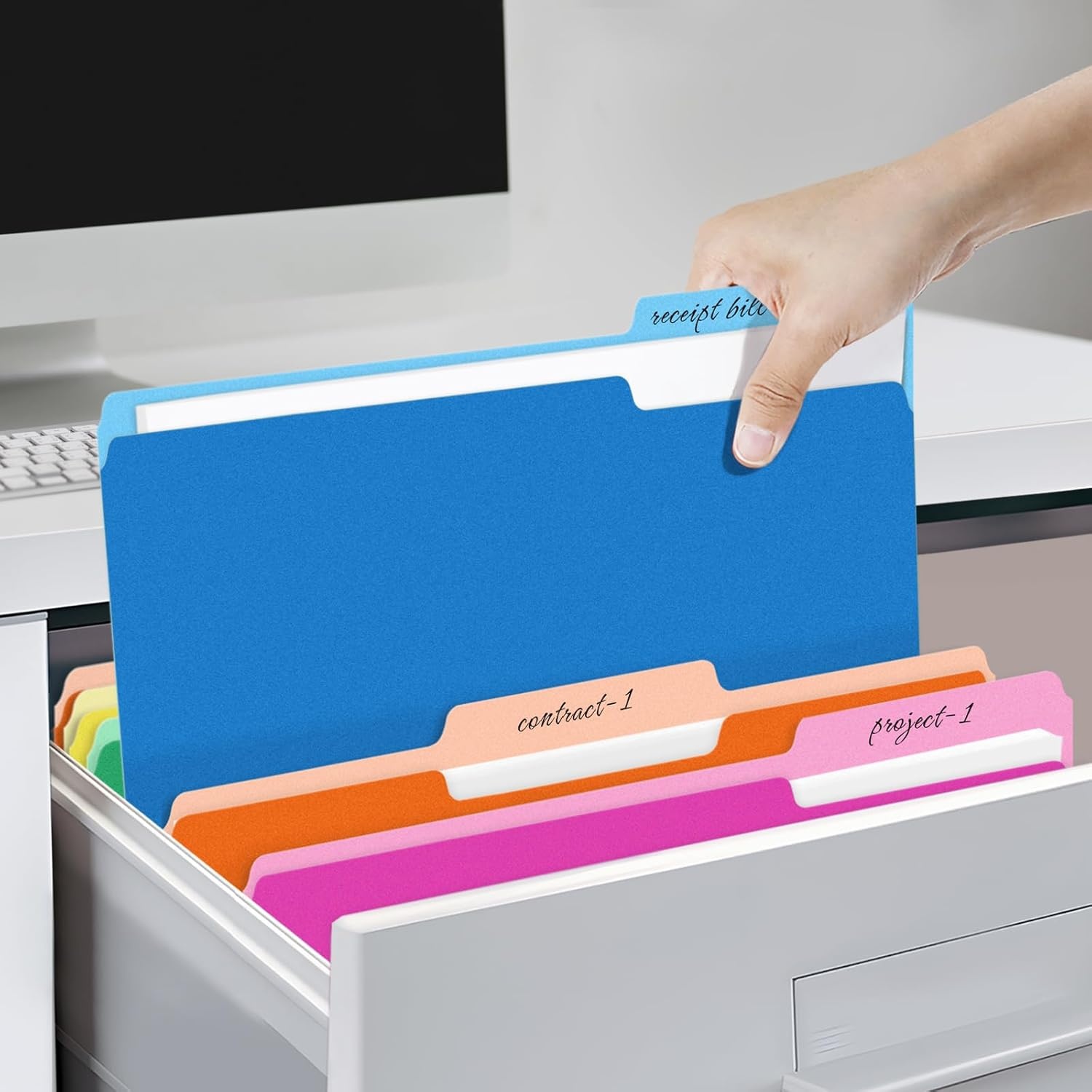 image:imageSUNEE File Folders 150 Pack Manilla Folders 85 x 11 Colored File Folders Home Office School Supplies for Documents Files Paper OrangeMulticolored