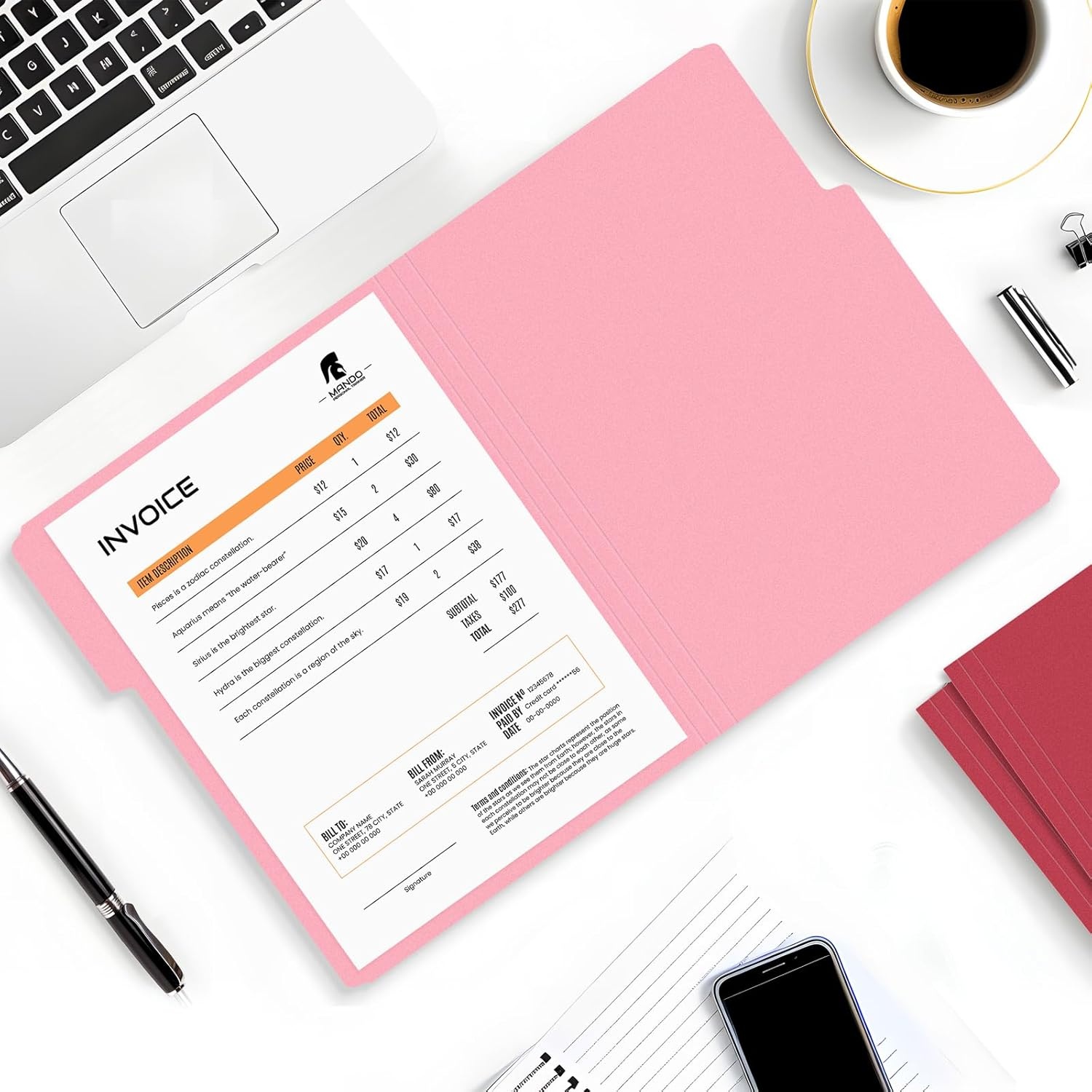 image:imageSUNEE File Folders 150 Pack Manilla Folders 85 x 11 Colored File Folders Home Office School Supplies for Documents Files Paper OrangeRed