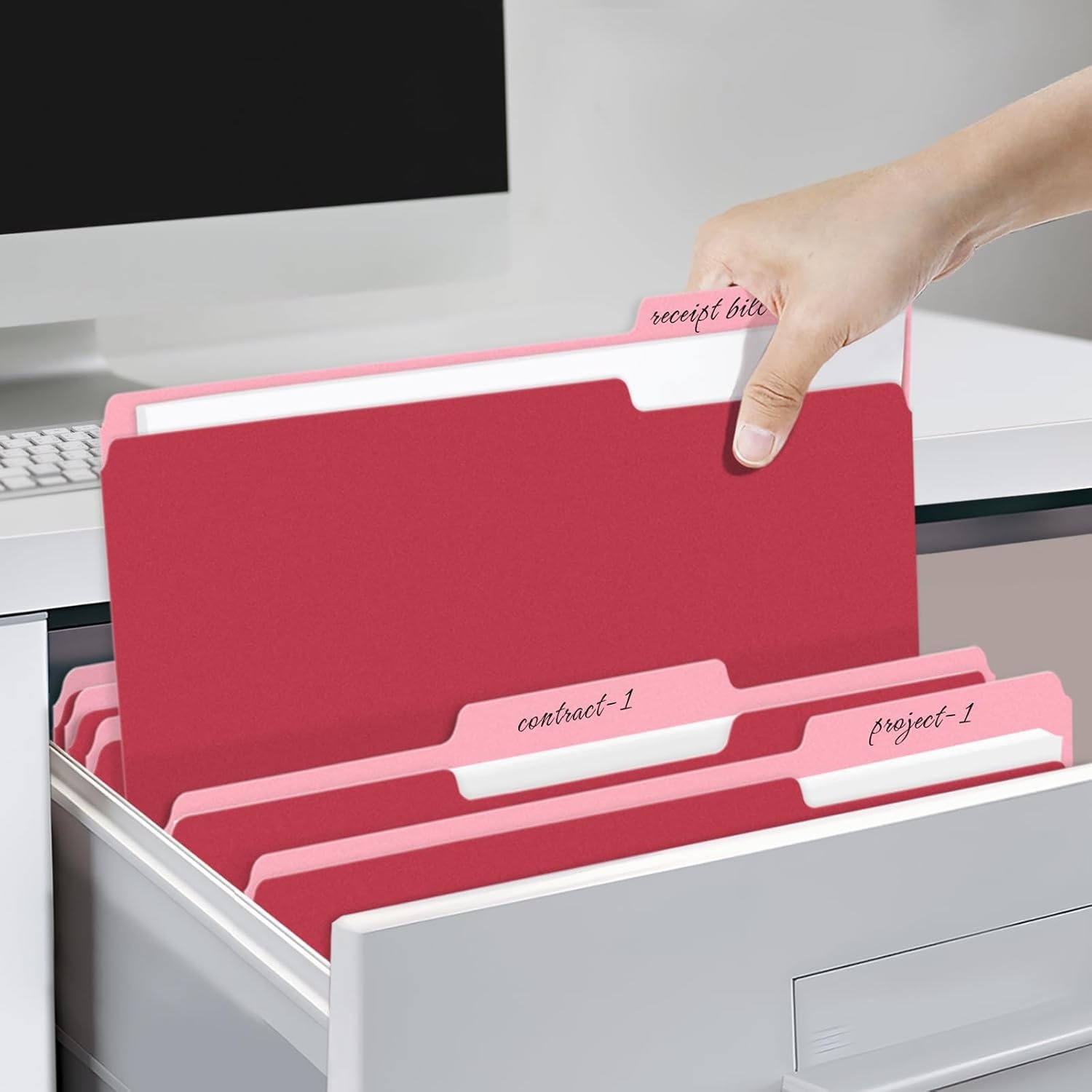 image:imageSUNEE File Folders 150 Pack Manilla Folders 85 x 11 Colored File Folders Home Office School Supplies for Documents Files Paper OrangeRed