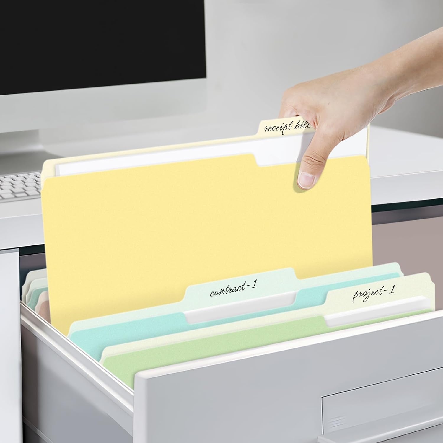 image:imageSUNEE File Folders 18 Pack Manilla Folders 85 x 11 13 Cut Tab for Easy Labeling and Organization Durable Standard Paper for Home Office School Filing12 Bright Colors