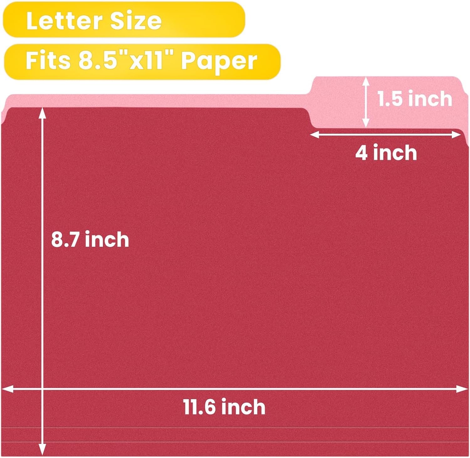 image:imageSUNEE File Folders 18 Pack Manilla Folders 85 x 11 Colored Folders Office Organization Home School Folder for Documents Files PaperPink ColorRed