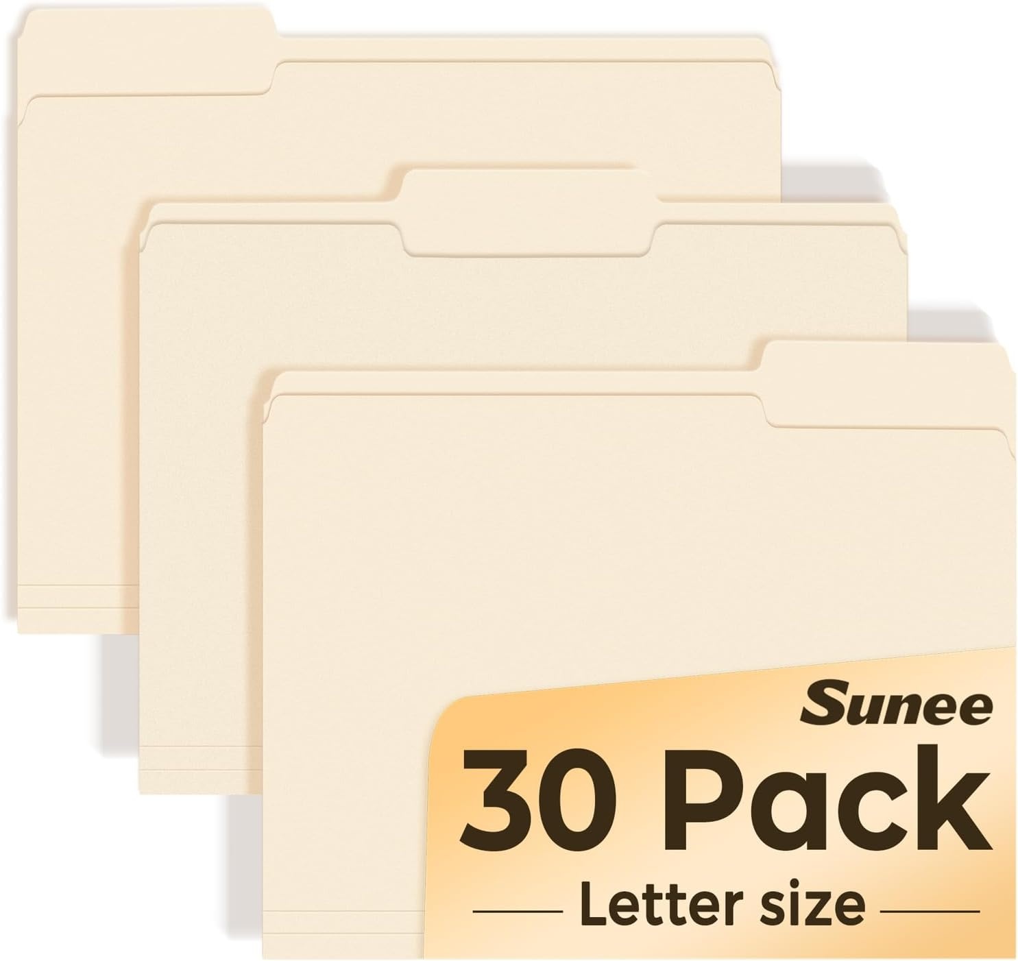 image:imageSUNEE File Folders 30 Pack Manilla Folders 85 x 11 13 Cut Tab for Easy Labeling and Organization Durable Standard Paper for Home Office School FilingManila