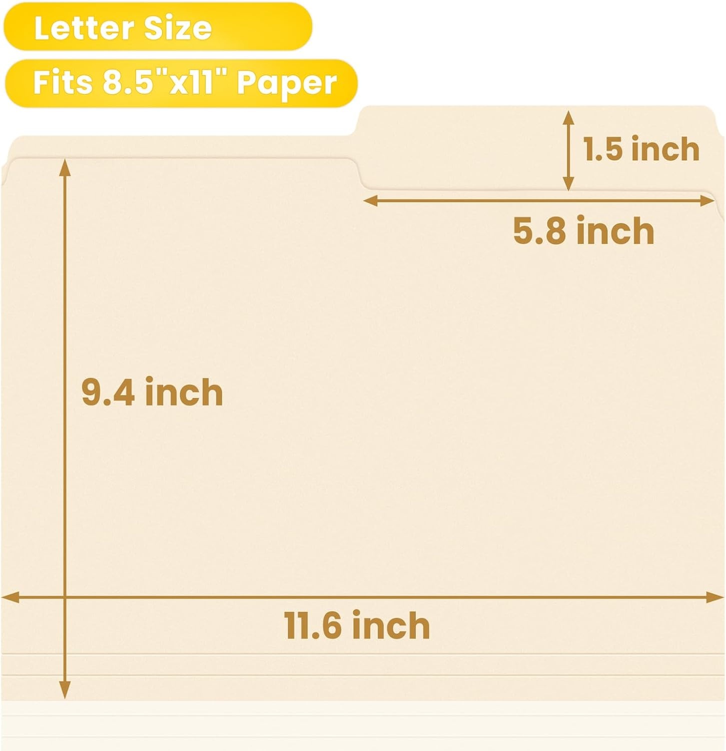 image:imageSUNEE File Folders 30 Pack Manilla Folders 85 x 11 13 Cut Tab for Easy Labeling and Organization Durable Standard Paper for Home Office School FilingManila