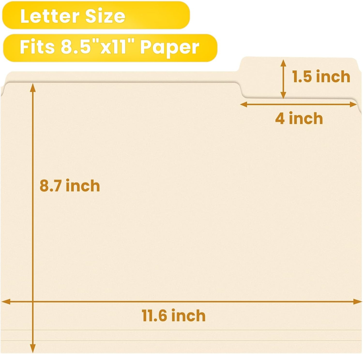 image:imageSUNEE File Folders 30 Pack Manilla Folders 85 x 11 13 Cut Tab for Easy Labeling and Organization Durable Standard Paper for Home Office School FilingManila