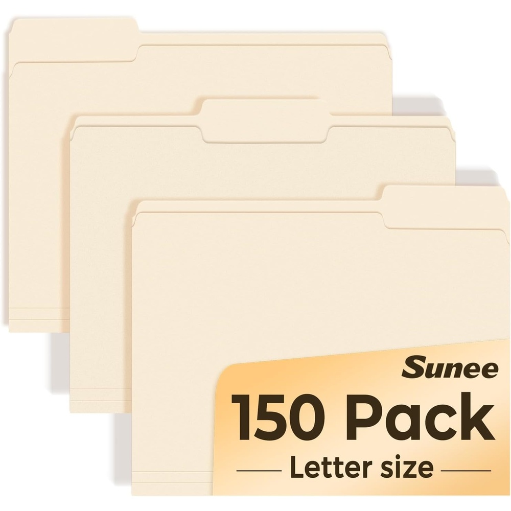 image:imageSUNEE File Folders 150 Pack Manilla Folders 85 x 11 Colored File Folders Home Office School Supplies for Documents Files Paper OrangeManilla