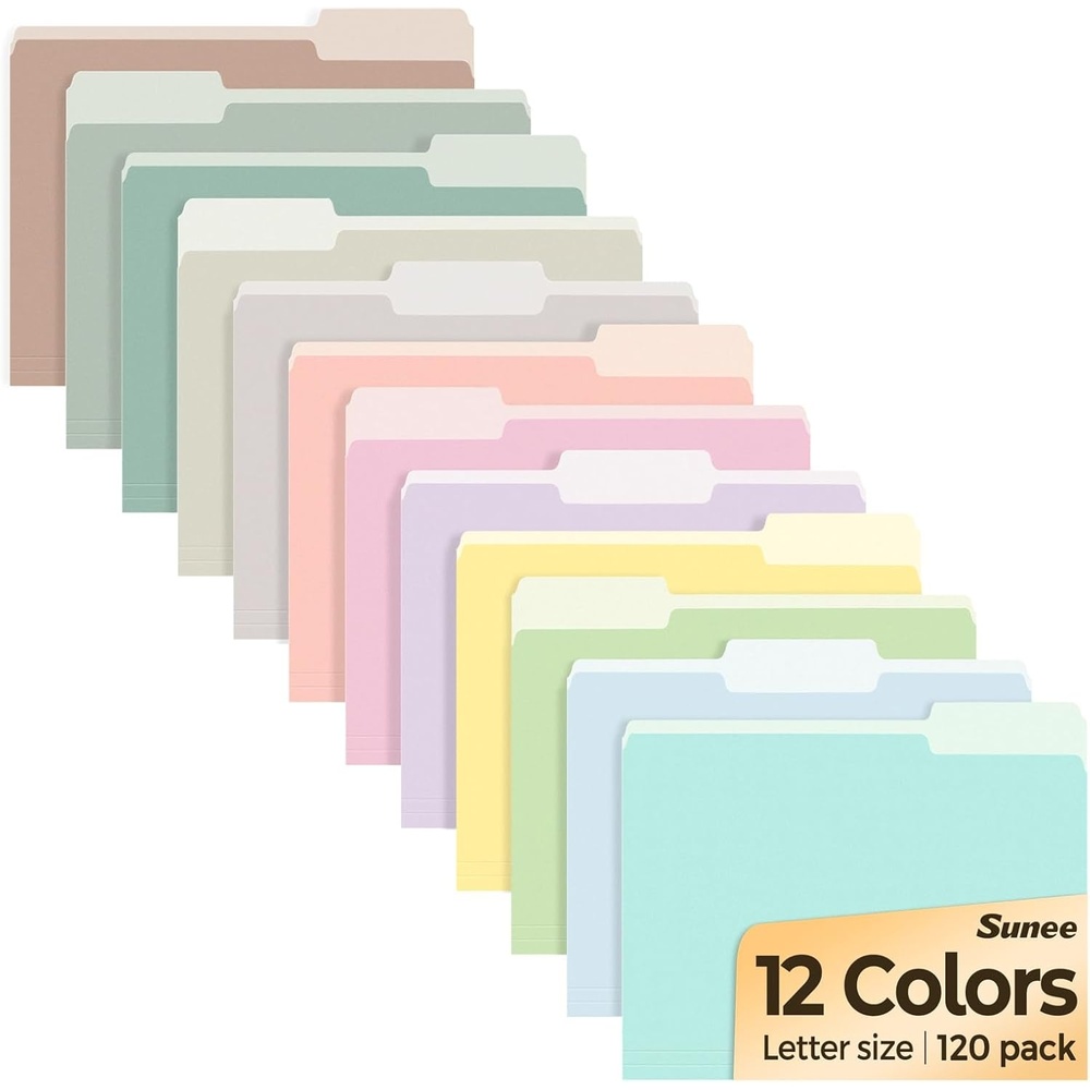 image:imageSUNEE File Folders 18 Pack Manilla Folders 85 x 11 13 Cut Tab for Easy Labeling and Organization Durable Standard Paper for Home Office School Filing12 Bright Colors