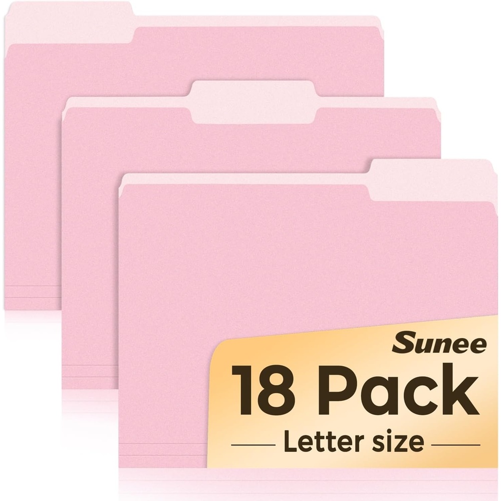 image:imageSUNEE File Folders 18 Pack Manilla Folders 85 x 11 Colored Folders Office Organization Home School Folder for Documents Files PaperPink ColorPink