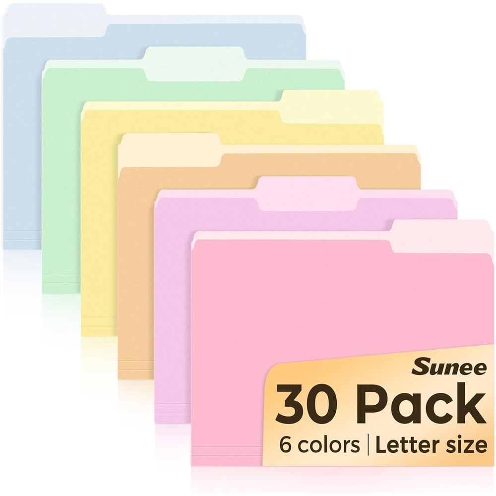 image:imageSUNEE File Folders 30 Pack Manilla Folders 85 x 11 Colored File Folders Home Office School Supplies for Documents Files Paper 6 Bright Colors6 Bright Colors