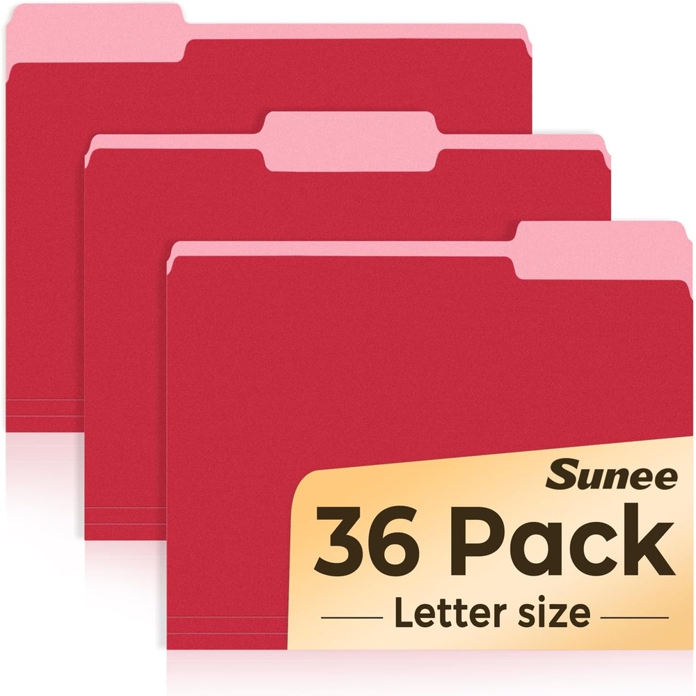 image:imageSUNEE File Folders 30 Pack Manilla Folders 85 x 11 Colored File Folders Home Office School Supplies for Documents Files Paper6 Pastel ColorsRed