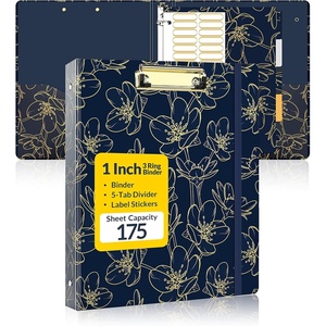 image:imageSUNEE 3 Ring Binder  1 Inch Cute Decorative Green Marble Heavy Duty Fits 85x11 Inches for School amp OfficeGold Rose on Blue Design