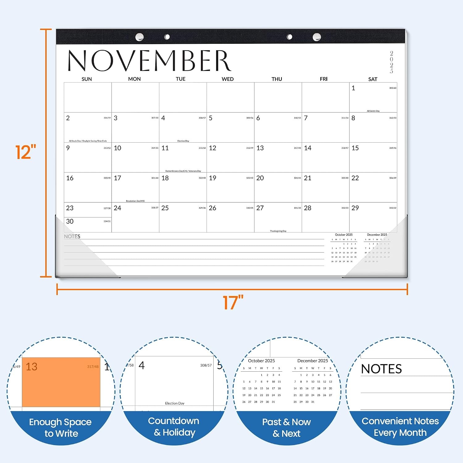 image:imageSUNEE 2026 Desk Calendar 18 Month Calendar Oct 2025 Mar 2027 17 x 12 Desktop Calendar 2026 with Notes for Planning Organizing in Family School or Office White 2026 Calendar Pack of 2