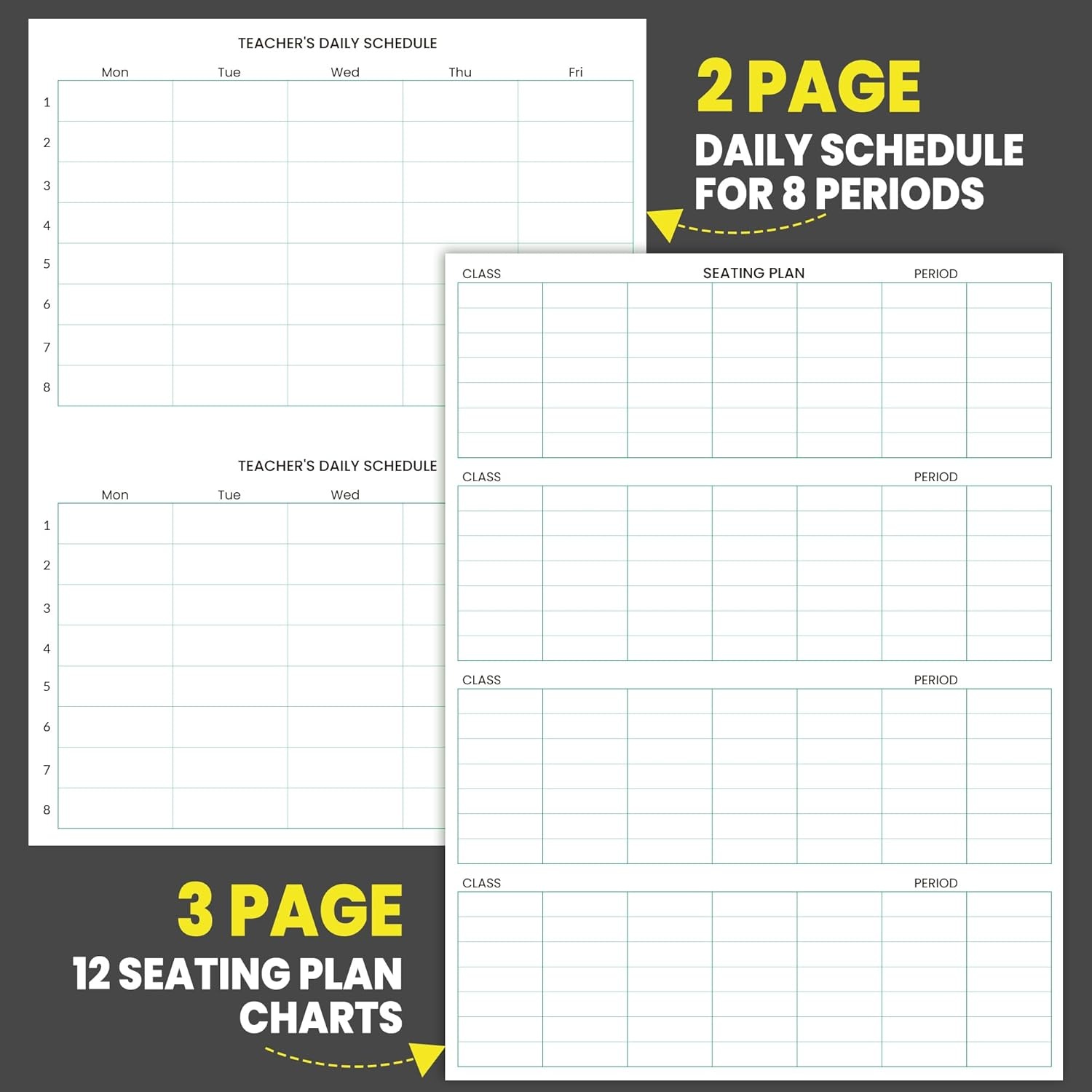 image:imageSUNEE 6 Period Teacher Lesson Plan Book Days Vertically Undated Teacher Planner 20242025 Academic Year 85x11 Inch 104 Pages52 Sheets 40 Weeks Waterproof Plastic Cover Back Pocket Black