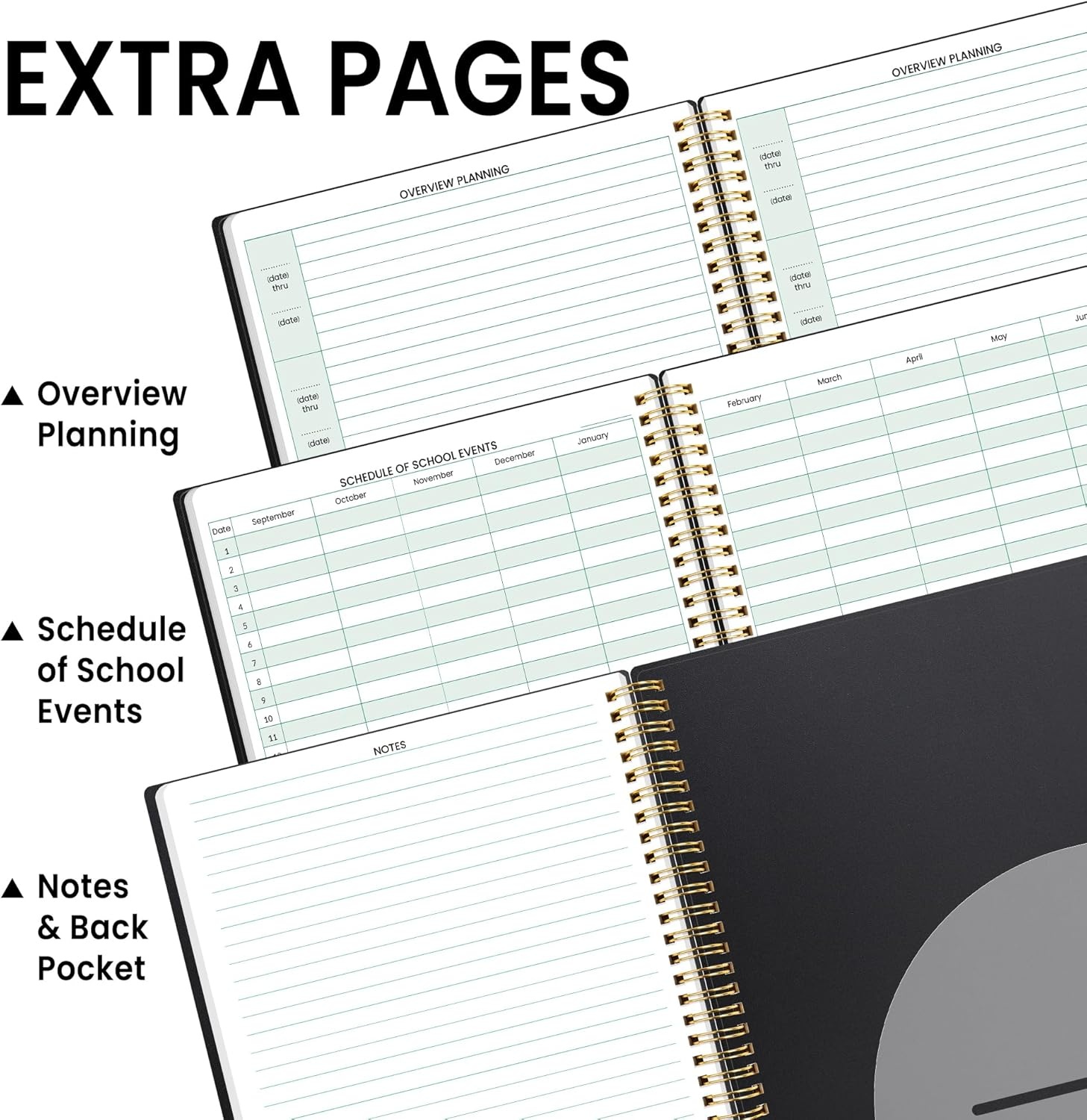 image:imageSUNEE 6 Period Teacher Lesson Plan Book Days Vertically Undated Teacher Planner 20242025 Academic Year 85x11 Inch 104 Pages52 Sheets 40 Weeks Waterproof Plastic Cover Back Pocket Black