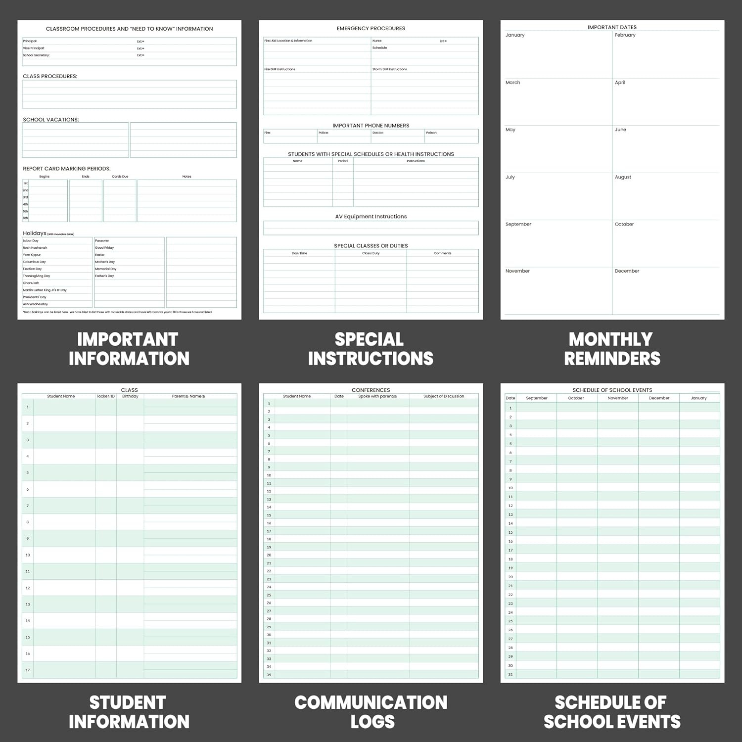 image:imageSUNEE 6 Period Teacher Lesson Plan Book Days Vertically Undated Teacher Planner 20242025 Academic Year 85x11 Inch 104 Pages52 Sheets 40 Weeks Waterproof Plastic Cover Back Pocket Black