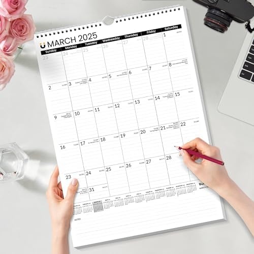 image:imageSUNEE Calendar 2025 18 Months Wall Calendar Oct 2024 Mar 2026 12x17 Big Hanging Calendar with Note Past Month and Next Month for Organizing amp Planning Black