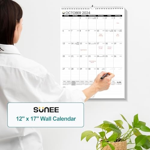 image:imageSUNEE Calendar 2025 18 Months Wall Calendar Oct 2024 Mar 2026 12x17 Big Hanging Calendar with Note Past Month and Next Month for Organizing amp Planning Black