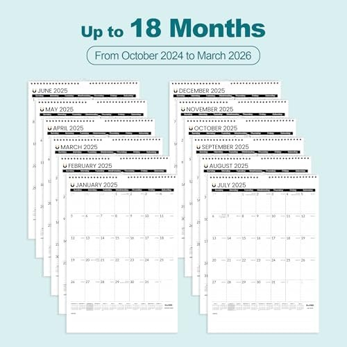 image:imageSUNEE Calendar 2025 18 Months Wall Calendar Oct 2024 Mar 2026 12x17 Big Hanging Calendar with Note Past Month and Next Month for Organizing amp Planning Black
