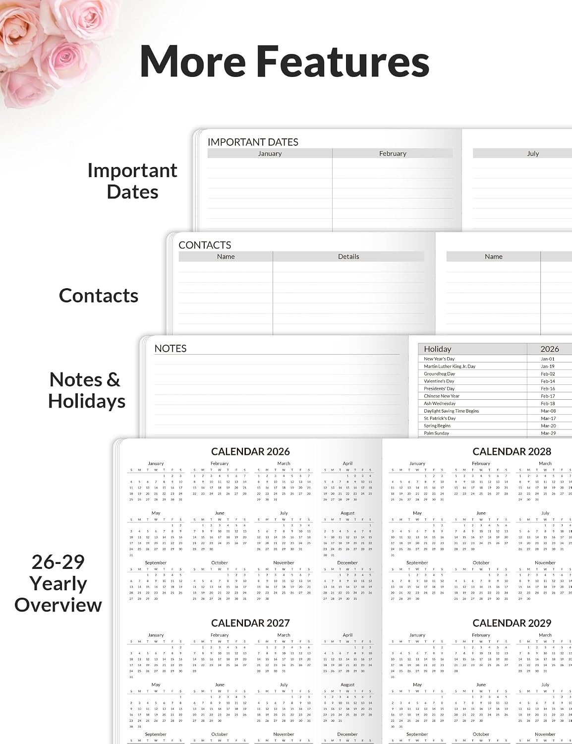 image:imageSUNEE Monthly Planner May 2026 to June 20287 x 10 Large Calendar Book Big Size Desk Organizer for Business School Notes 100 GSM Paper Peony BloomBeige Wildflower