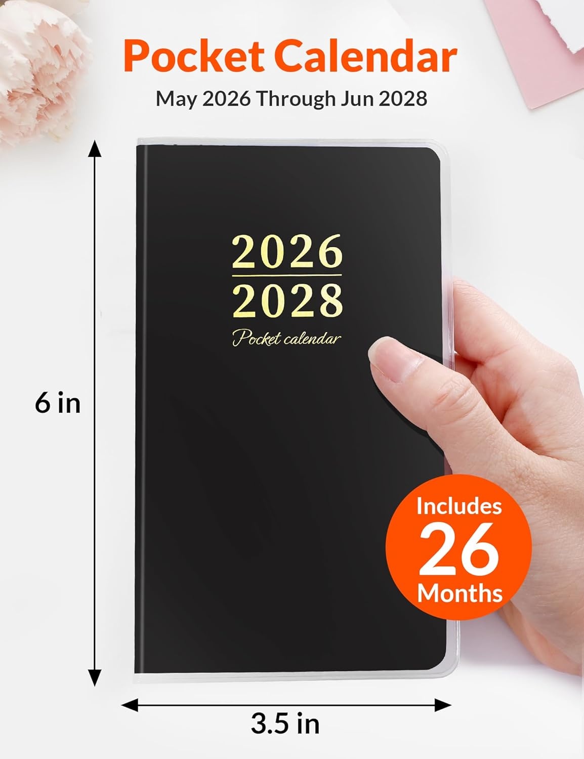image:imageSUNEE Monthly Planner May 2026 to June 20287 x 10 Large Calendar Book Big Size Desk Organizer for Business School Notes 100 GSM Paper Peony BloomBlack