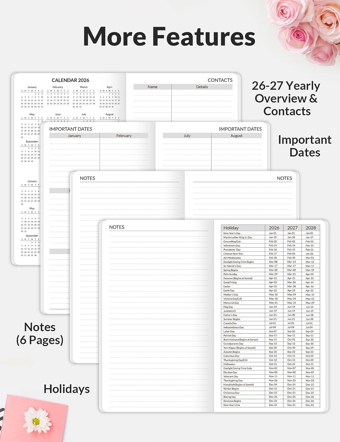 image:imageSUNEE Monthly Planner May 2026 to June 20287 x 10 Large Calendar Book Big Size Desk Organizer for Business School Notes 100 GSM Paper Peony BloomGreenery
