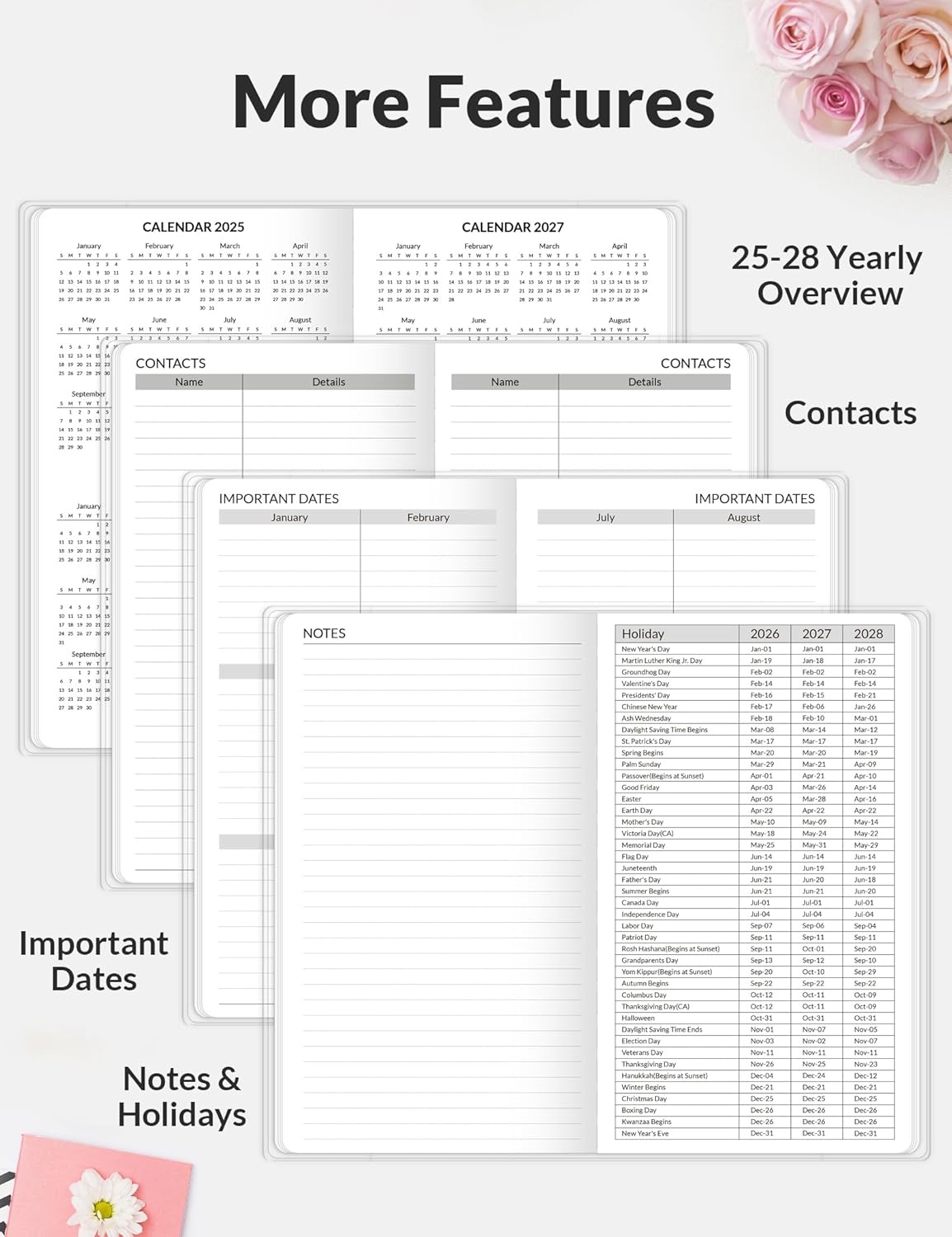 image:imageSUNEE Monthly Planner May 2026 to June 20287 x 10 Large Calendar Book Big Size Desk Organizer for Business School Notes 100 GSM Paper Peony BloomGreenery