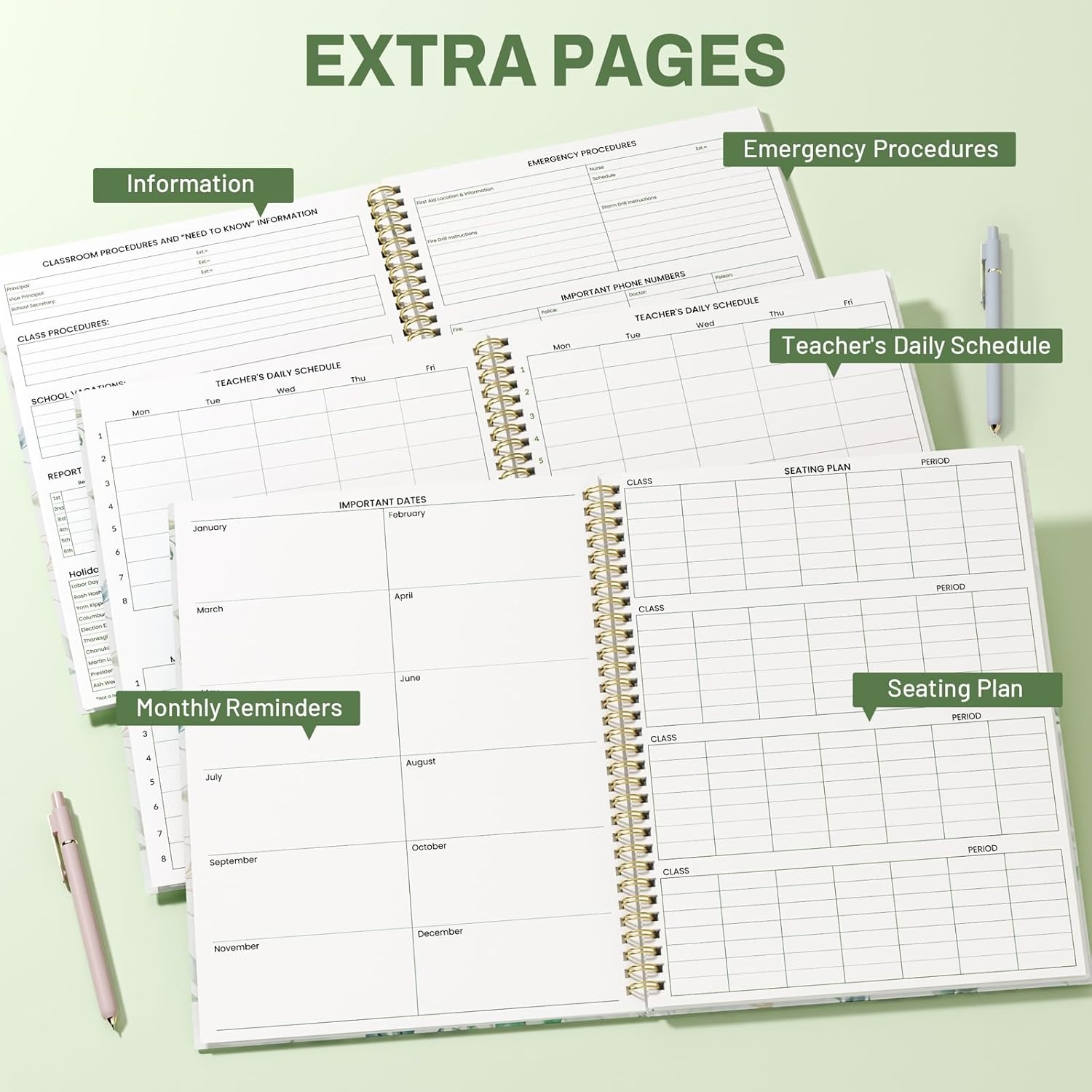 image:imageSUNEE Teacher Class Record Book for 910 weeks 36 Names 85x11 Inch 104 Pages 52 Sheets 100gsm Thick Paper Larger Grade Recording up to 36 Students with WaterResistant Plastic Cover BlueFull Leaf
