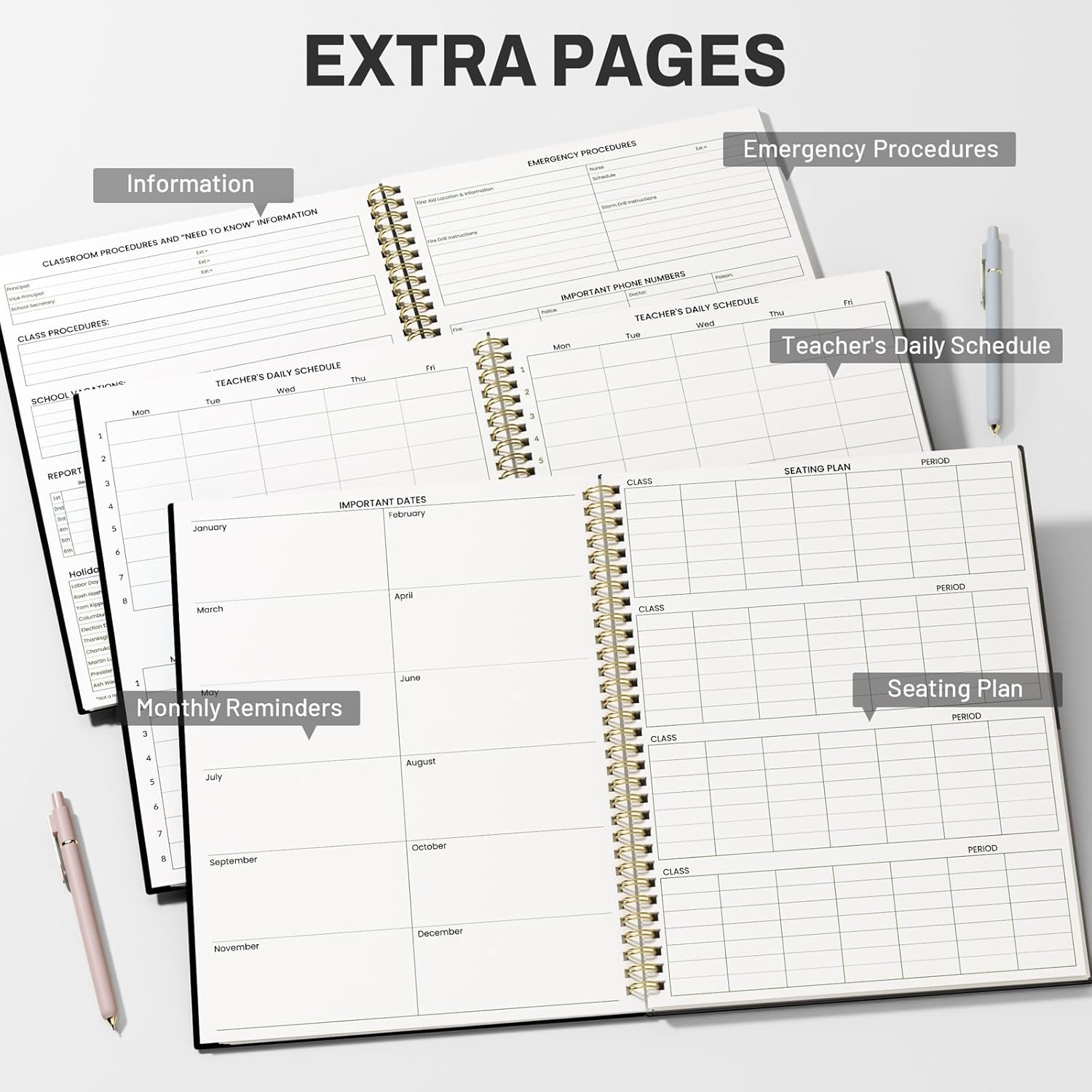 image:imageSUNEE Teacher Class Record Book for 910 weeks 36 Names 85x11 Inch 104 Pages 52 Sheets 100gsm Thick Paper Larger Grade Recording up to 36 Students with WaterResistant Plastic Cover BlueBlack