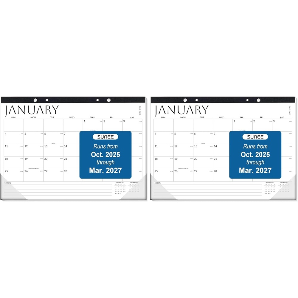 image:imageSUNEE 2026 Desk Calendar 18 Month Calendar Oct 2025 Mar 2027 17 x 12 Desktop Calendar 2026 with Notes for Planning Organizing in Family School or Office White 2026 Calendar Pack of 2